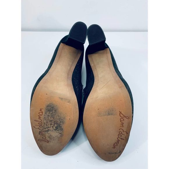 Sam‎ Edelman Black Glitter Chunky Heel Ankle Boot size 8m - Picture 9 of 9